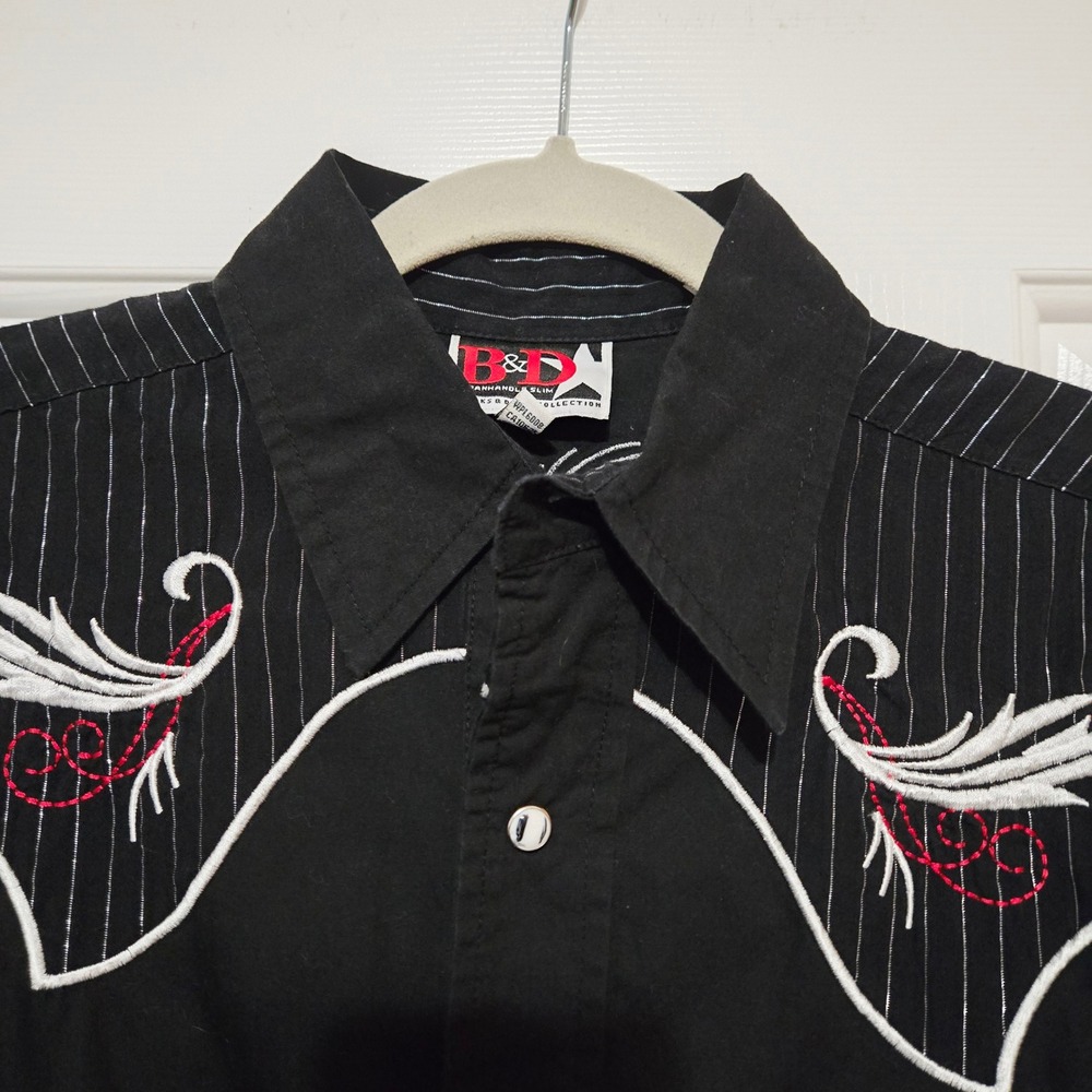 B&D Brooks & Dunn Collection Mens Black Western Snap Shirt Style V6S2237 Size M